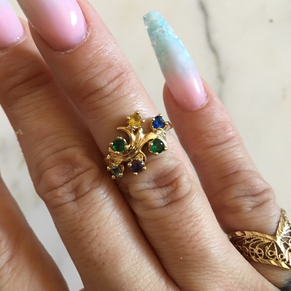 10k  gold 6 stones mother’s  ring size 6 - Picture 5 of 7